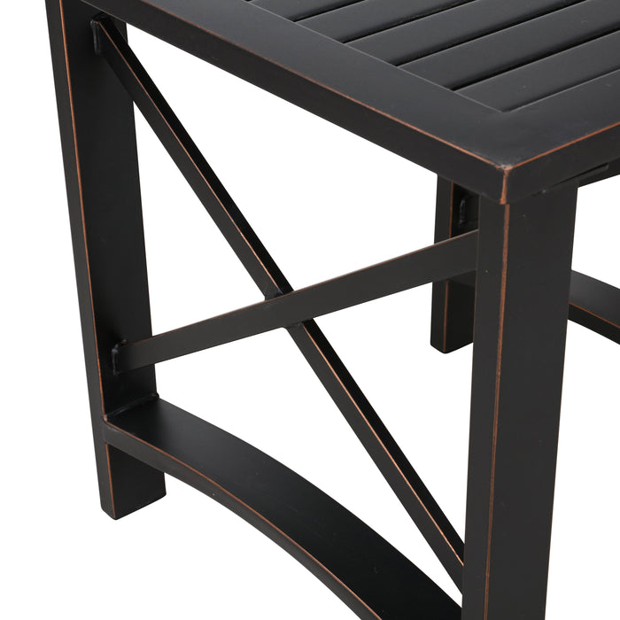 Luxury 3 Piece Outdoor Steel Rocking Chair Set Bistro Set with Coffee Table and Cushions 