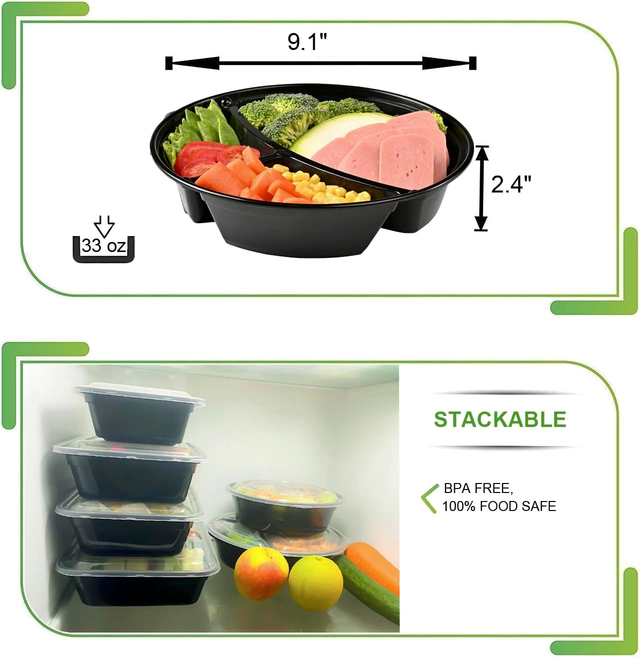 33oz Meal Prep Container (Single Compartment) Pack 50