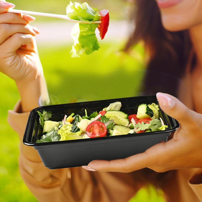 24 oz. 7.28"x4.92"x2.17" Rectangle 1 Compartment Meal Prep Containers, Plastic To Go Containers with Lids 