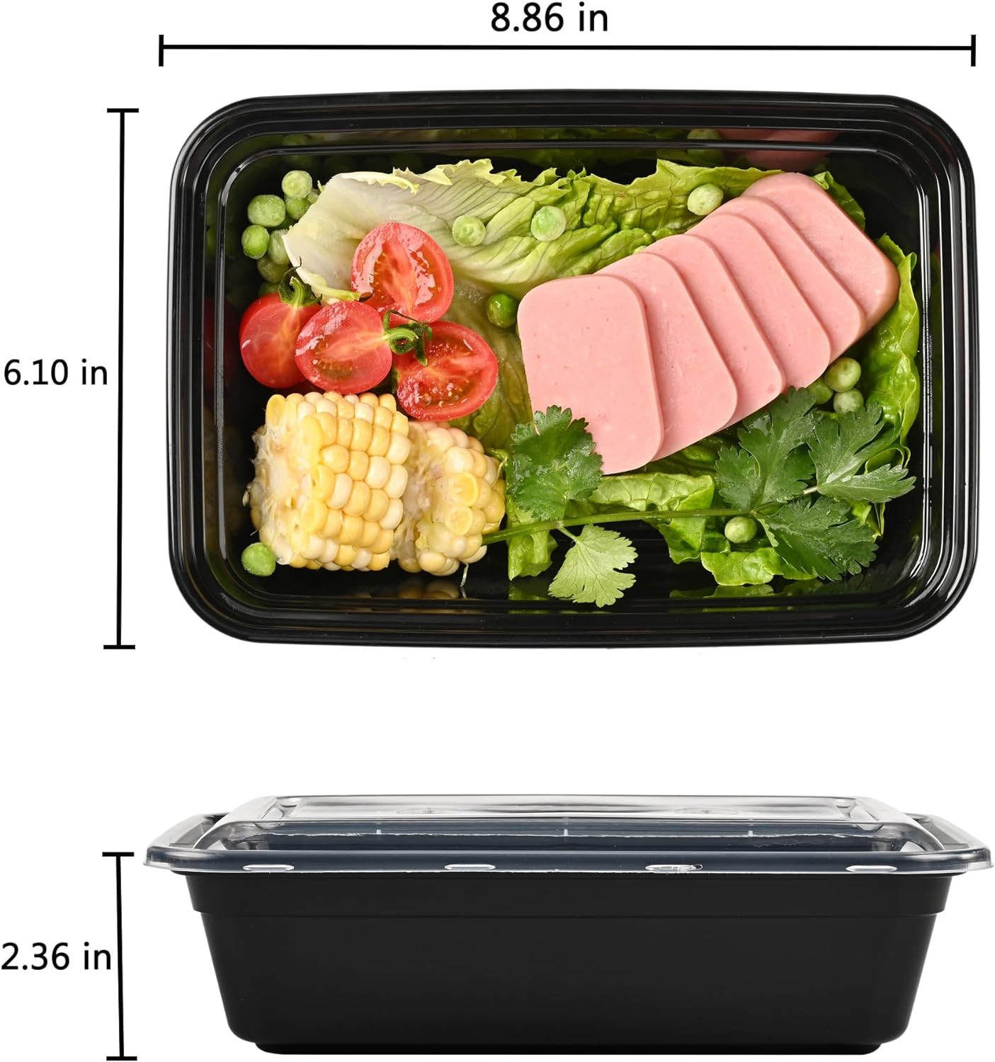 3 Compartment Meal Prep 38oz Containers Lunch Box with lids - Bundle Packs