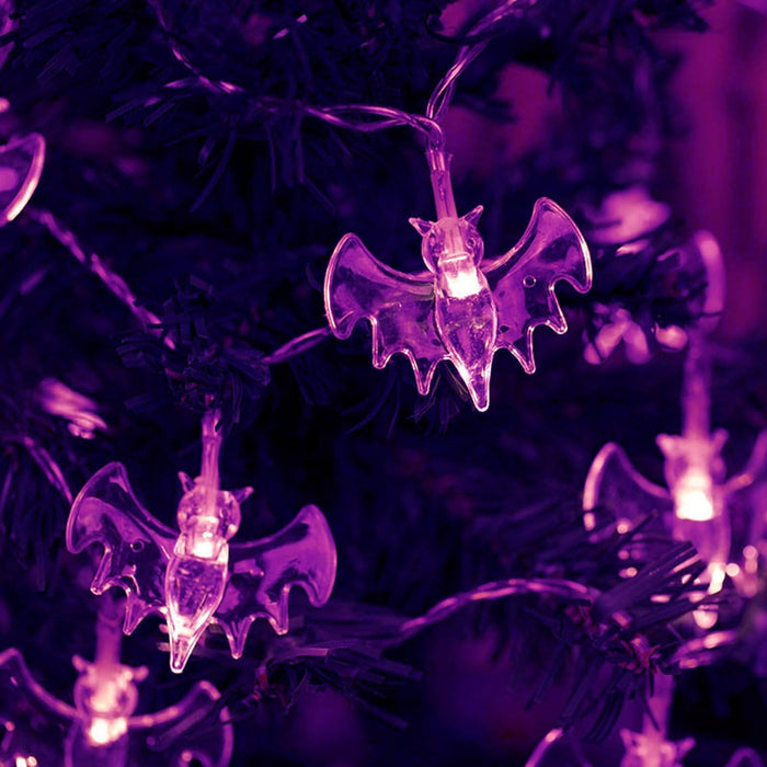 4 Set Halloween Decorative Light-30 LED 10Ft Purple Bat-20 LED 10Ft Pumpkin Lights-Halloween LED Hello Wreath-144 LED 4 Ft Light Up Willow Tree