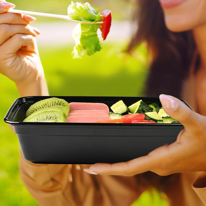 38 oz. 8.86"x 6.1"x 2.36" Rectangle 1 Compartment Meal Prep Containers, Plastic To Go Containers with Lids 