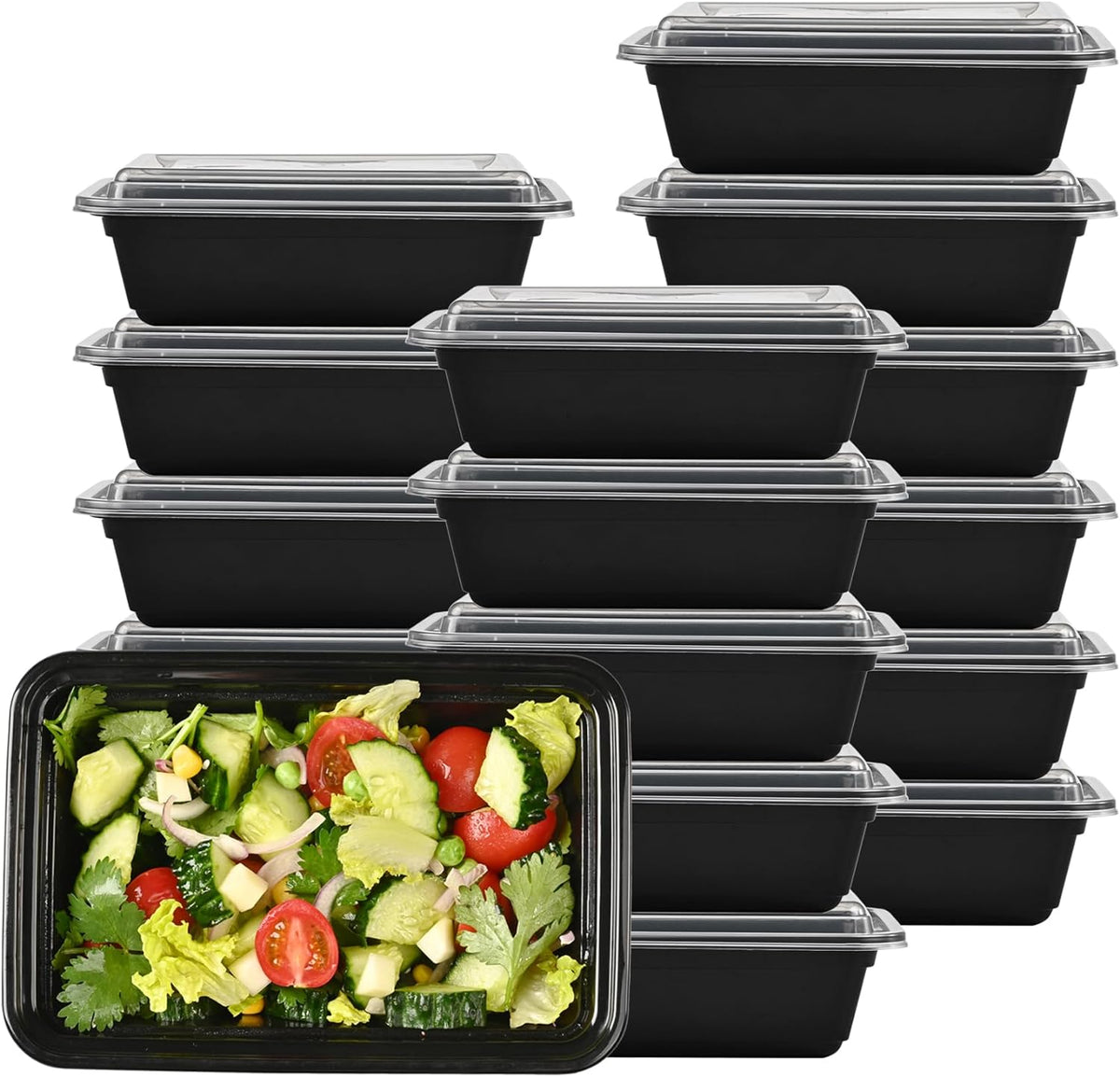 24 oz. 7.28"x4.92"x2.17" Rectangle 1 Compartment Meal Prep Containers, Plastic To Go Containers with Lids