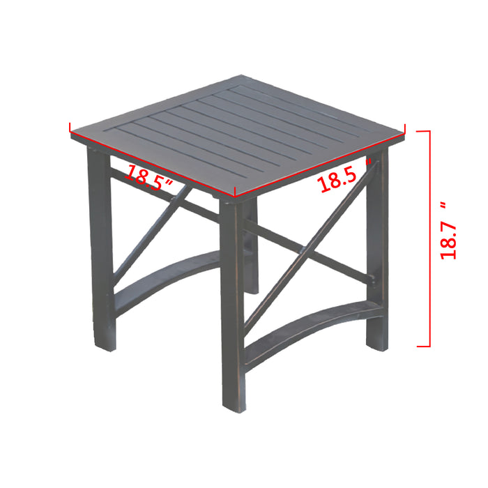 Luxury 3 Piece Outdoor Steel Rocking Chair Set Bistro Set with Coffee Table and Cushions 