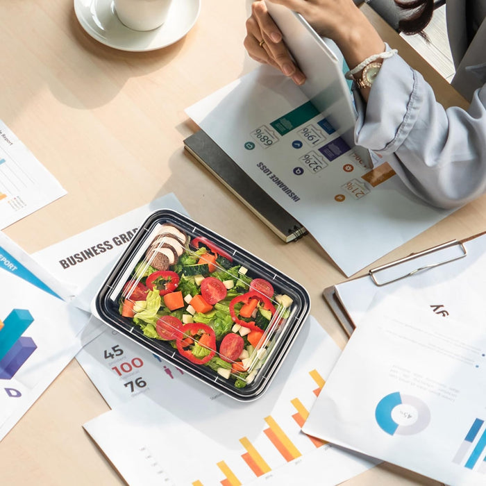 38 oz. 8.86"x 6.1"x 2.36" Rectangle 1 Compartment Meal Prep Containers, Plastic To Go Containers with Lids 