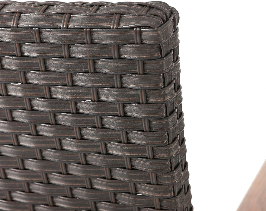 Dual Set Dark Grey Rattan Wicker Adjustable Chaise Lounger with Thick Removable Cushions 