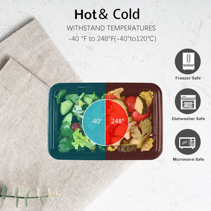24 oz. 7.28"x4.92"x2.17" Rectangle 1 Compartment Meal Prep Containers, Plastic To Go Containers with Lids 