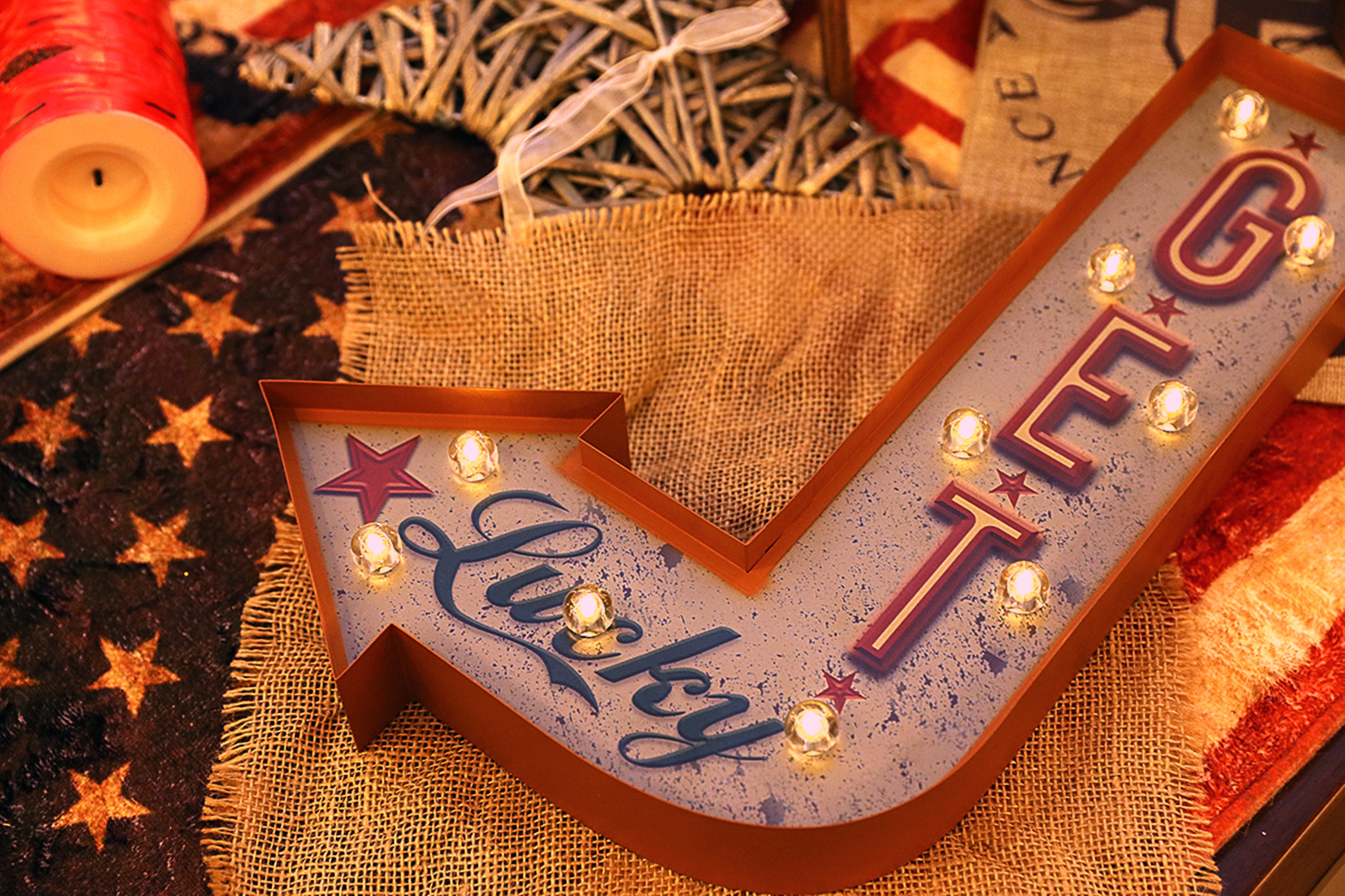 1 Set of LED Light Up Letter Marquee Sign Decoration and 1 Set of Marquee LED Arrow Lighted Sign