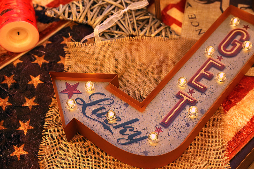 1 Set of LED Light Up Letter Marquee Sign Decoration and 1 Set of Marquee LED Arrow Lighted Sign 