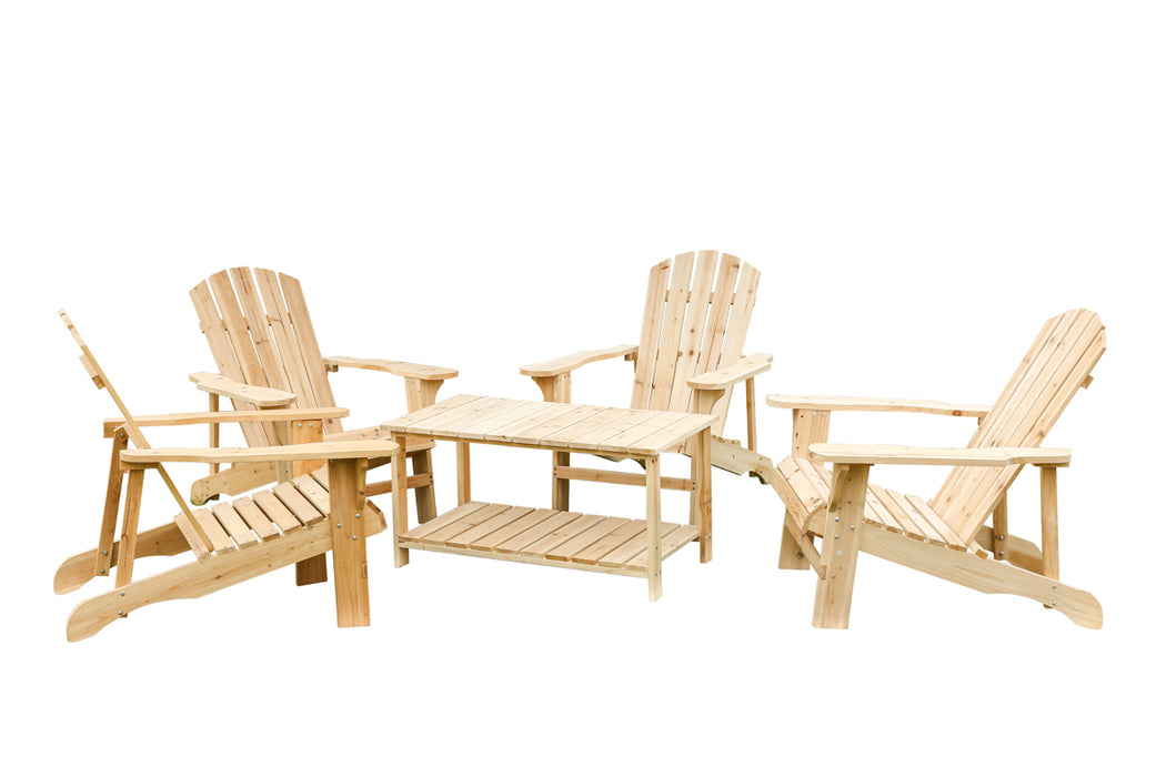 Charm & Comfort 5 Piece Traditional Wood Adirondack Patio Conversation Set 