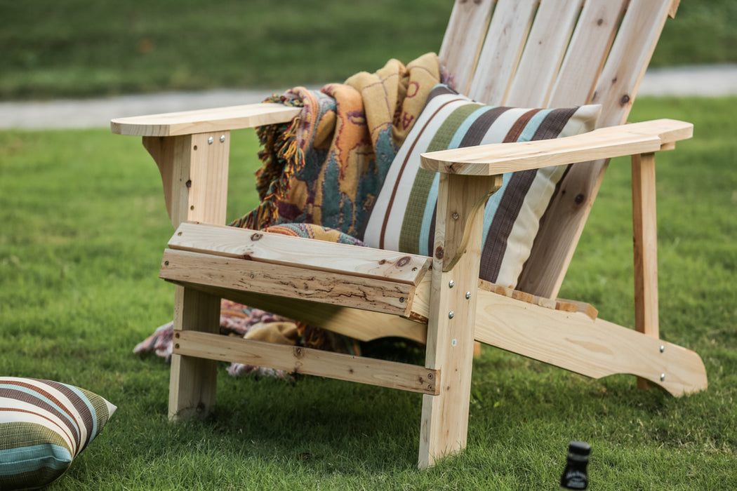 Rustic Natural Finish Wooden Adirondack Loveseat Chair for Outdoor Seating Comfort 