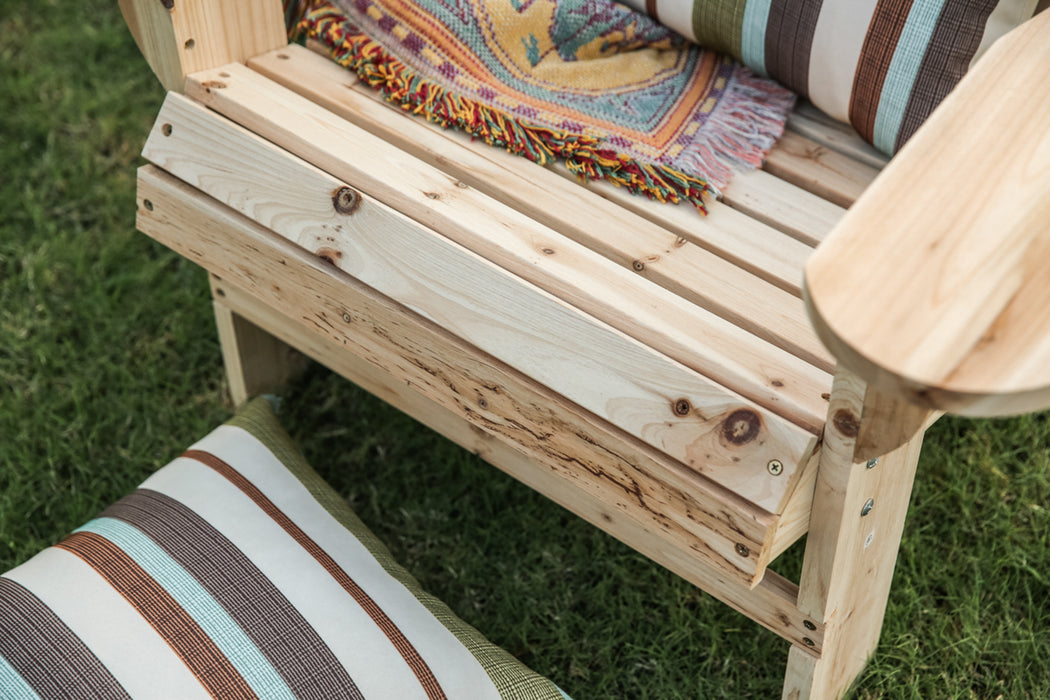 Rustic Natural Finish Wooden Adirondack Loveseat Chair for Outdoor Seating Comfort 