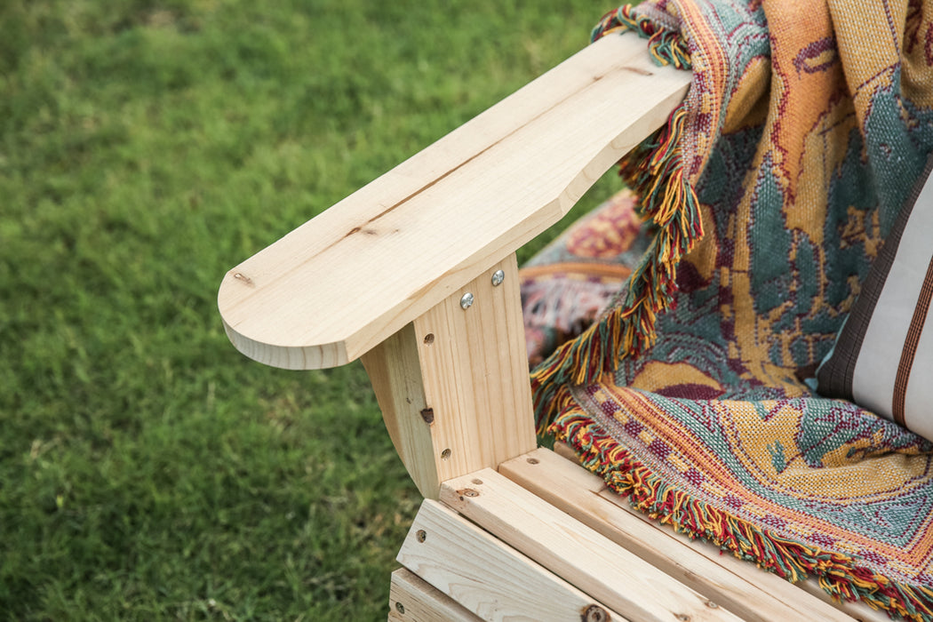 Rustic Natural Finish Wooden Adirondack Loveseat Chair for Outdoor Seating Comfort 