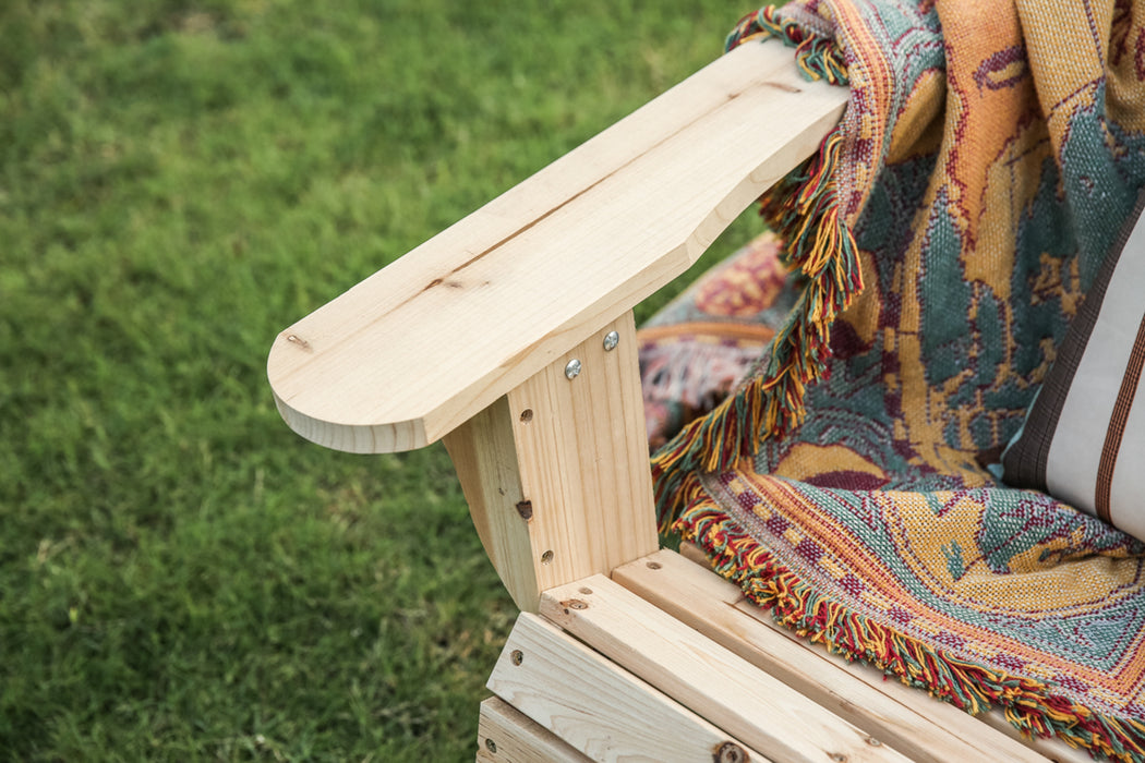 Rustic Natural Finish Wooden Adirondack Loveseat Chair for Outdoor Seating Comfort