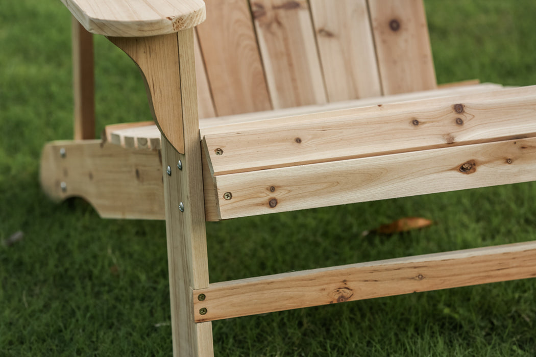 Rustic Natural Finish Wooden Adirondack Loveseat Chair for Outdoor Seating Comfort 