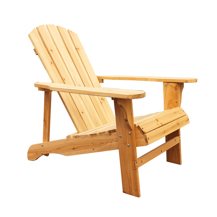 Rustic Natural Finish Wooden Adirondack Chair for Outdoor Seating Comfort 
