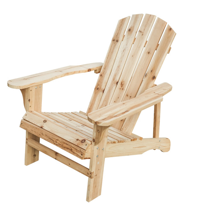 Rustic Natural Finish Wooden Adirondack Chair for Outdoor Seating Comfort 