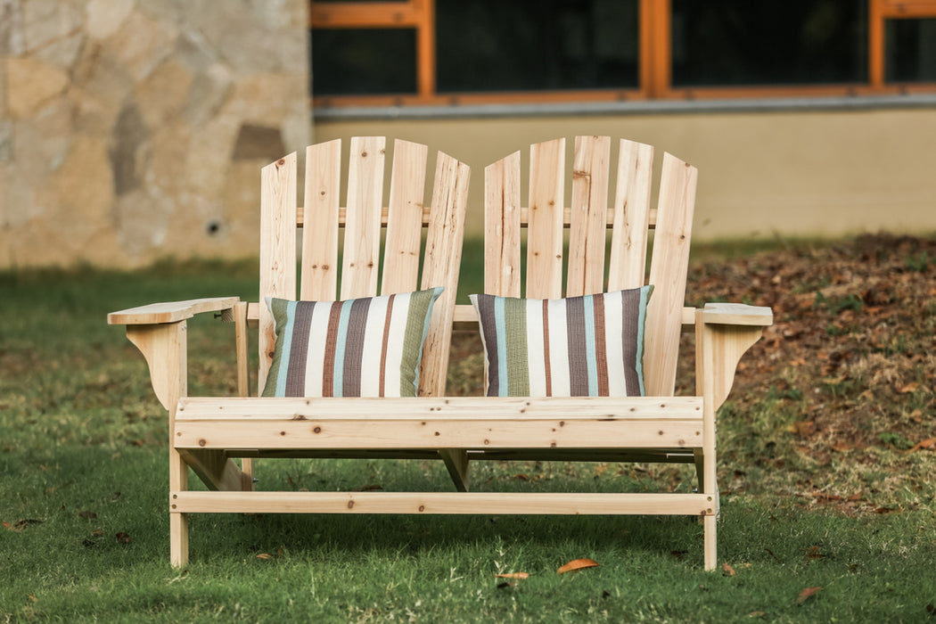 Rustic Natural Finish Wooden Adirondack Loveseat Chair for Outdoor Seating Comfort