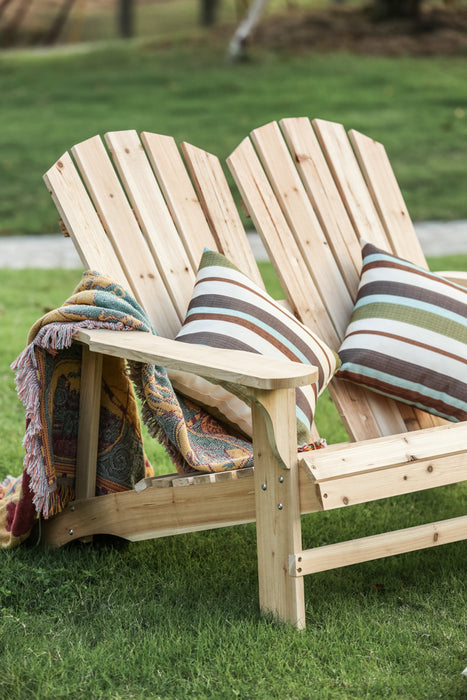 Rustic Natural Finish Wooden Adirondack Loveseat Chair for Outdoor Seating Comfort 