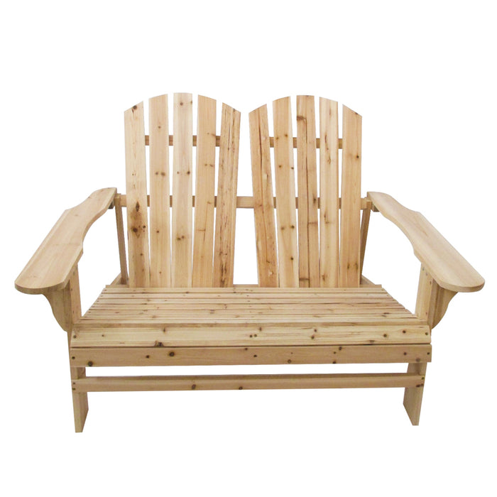 Rustic Natural Finish Wooden Adirondack Loveseat Chair for Outdoor Seating Comfort 