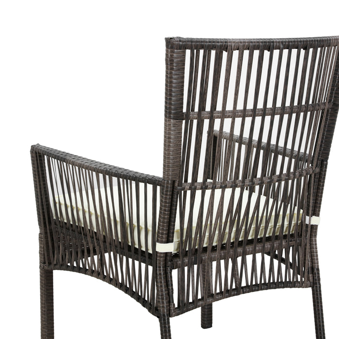 Elegant 2-Piece Beige Wicker Rattan Dining Chair Set with Soft Cushions (Beige) 