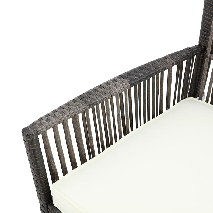 Elegant 2-Piece Beige Wicker Rattan Dining Chair Set with Soft Cushions (Beige) 