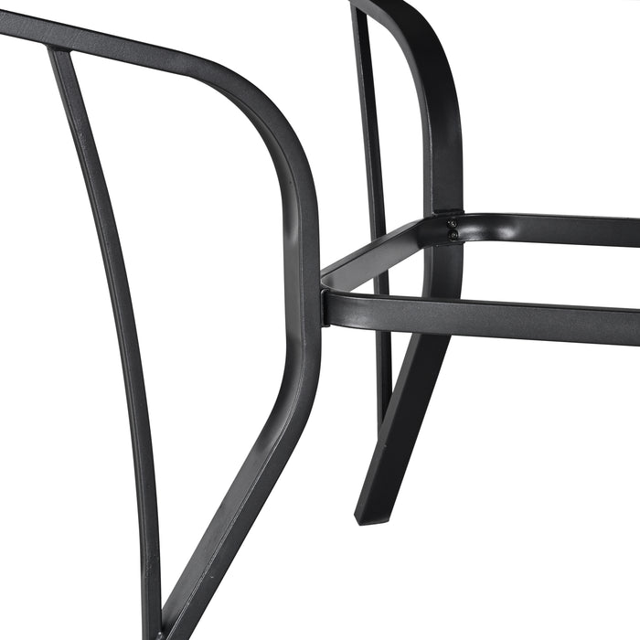 Red Imitation Wood-Grain All-Weather Folding Patio Dining Table with Black Metal Frame 
