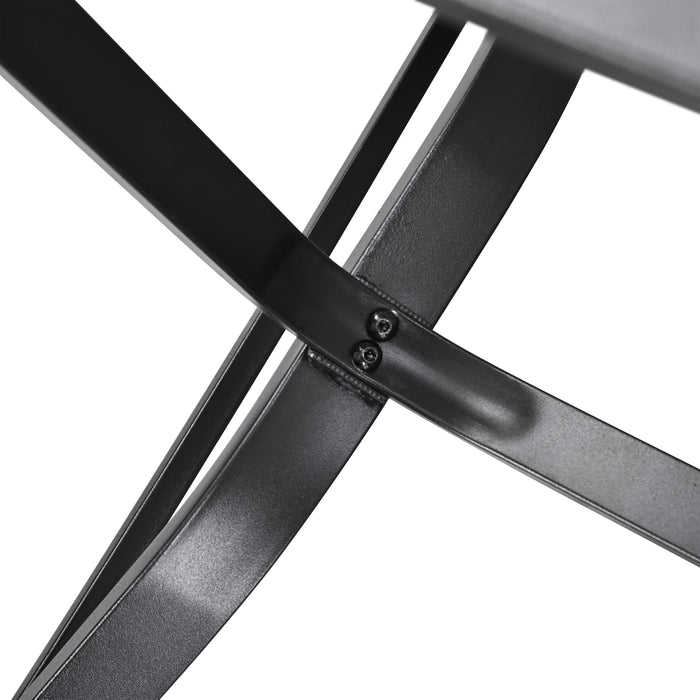 Red Imitation Wood-Grain All-Weather Folding Patio Dining Table with Black Metal Frame 