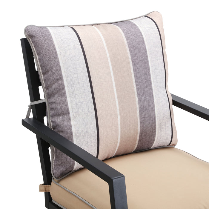 Elegant 2-Piece 24.5" Patio Swivel Backrest Counter Height Chair Set with Armrests and Cushioned Seats 