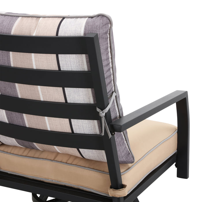 Elegant 2-Piece 24.5" Patio Swivel Backrest Counter Height Chair Set with Armrests and Cushioned Seats 