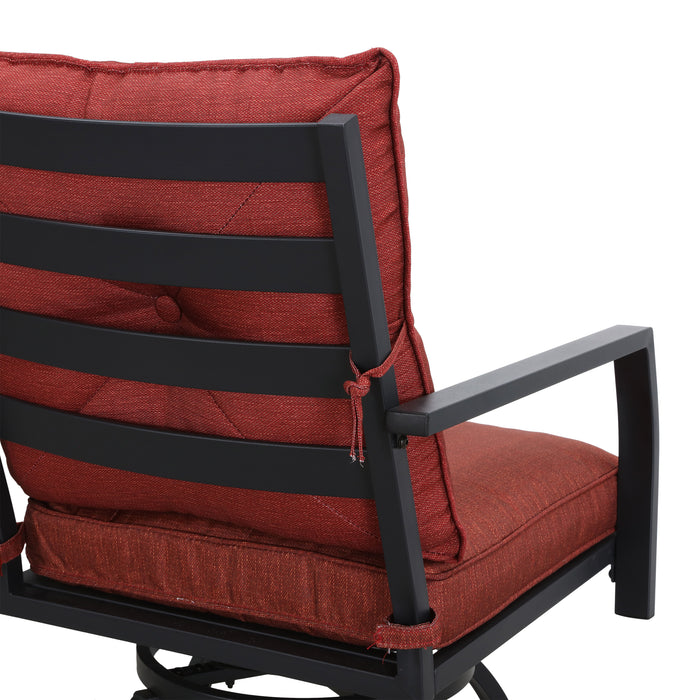 Elegant 2-Piece 24.5" Patio Swivel Backrest Counter Height Chair Set with Armrests and Cushioned Seats 