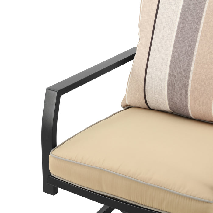 Elegant 2-Piece 24.5" Patio Swivel Backrest Counter Height Chair Set with Armrests and Cushioned Seats 