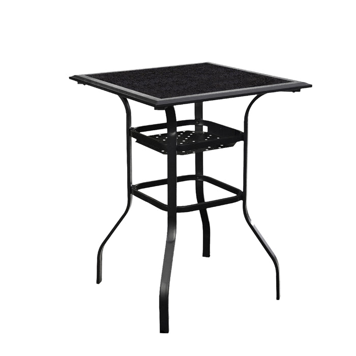 Chic 3 Piece Woven Wicker Patio Bar Set with Beige 360° Swivel Chairs and Tempered Glass Top Table 
