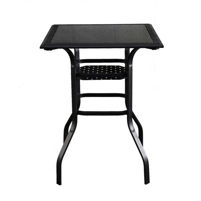 Chic 3 Piece Woven Wicker Patio Bar Set with Beige 360° Swivel Chairs and Tempered Glass Top Table 