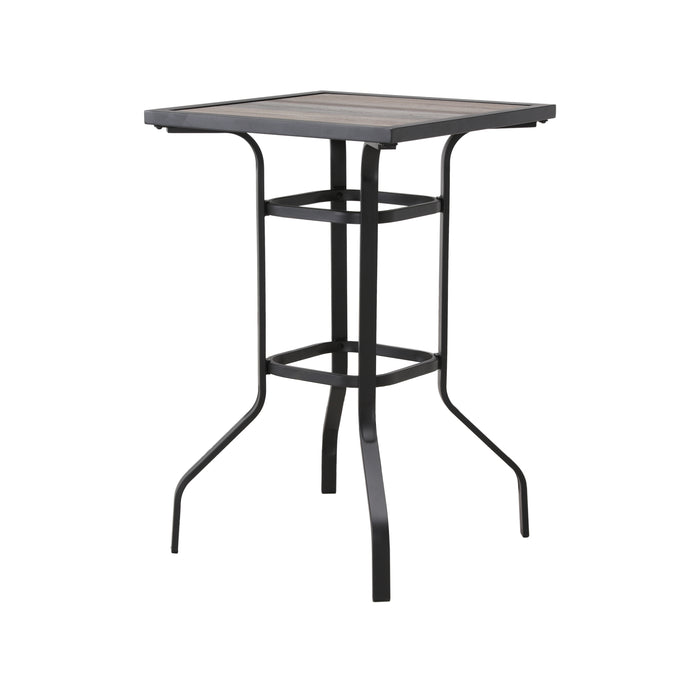 Chic Rattan 3 Piece Patio Bar Set 2 Cushioned Armchairs Wicker Stools & Metal Frame Counter Table 