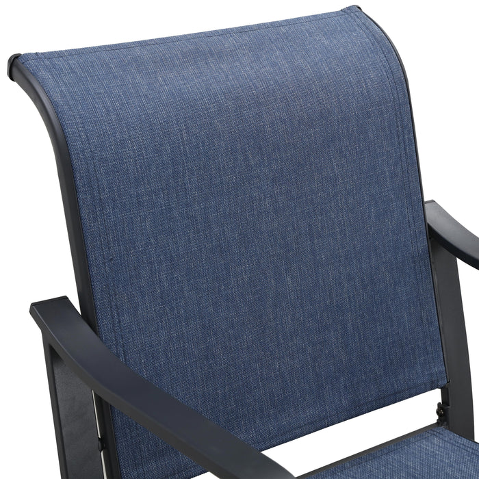 Elevated Comfort Outdoor 24.8" Counter Height Stool, Armrest Dining Chair with High Textilene Backs Metal Frame 