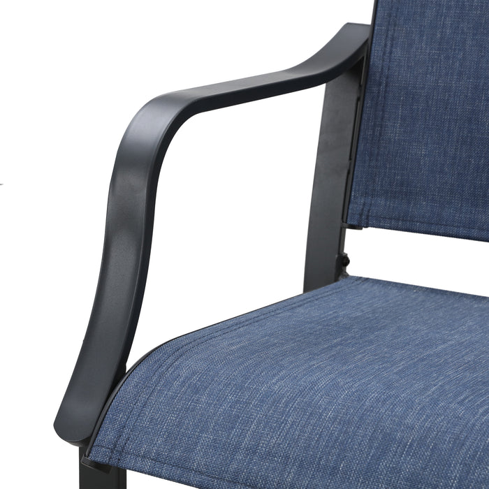 Elevated Comfort Outdoor 24.8" Counter Height Stool, Armrest Dining Chair with High Textilene Backs Metal Frame 