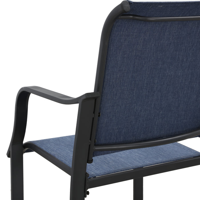 Elevated Comfort Outdoor 24.8" Counter Height Stool, Armrest Dining Chair with High Textilene Backs Metal Frame 