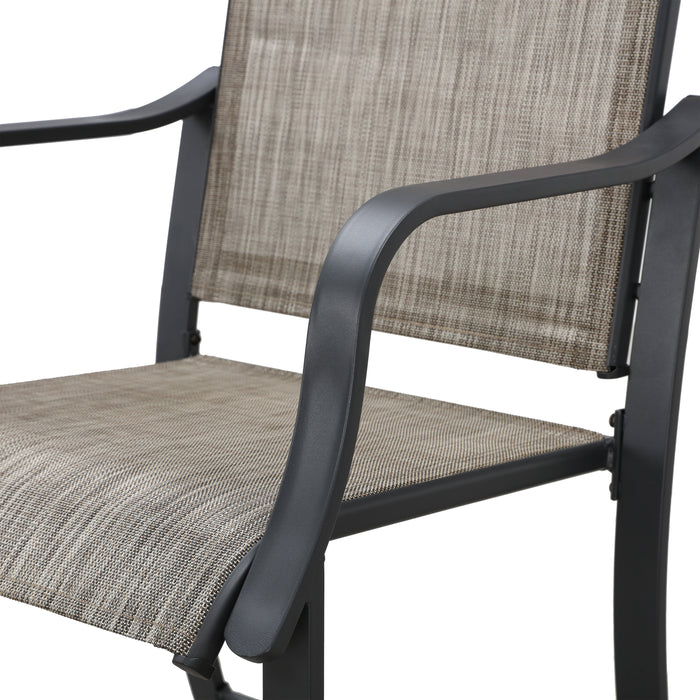 Elevated Comfort Outdoor 24.8" Counter Height Stool, Armrest Dining Chair with High Textilene Backs Metal Frame 