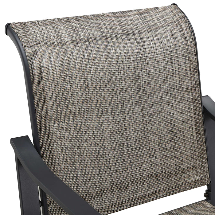 Elevated Comfort Outdoor 24.8" Counter Height Stool, Armrest Dining Chair with High Textilene Backs Metal Frame 