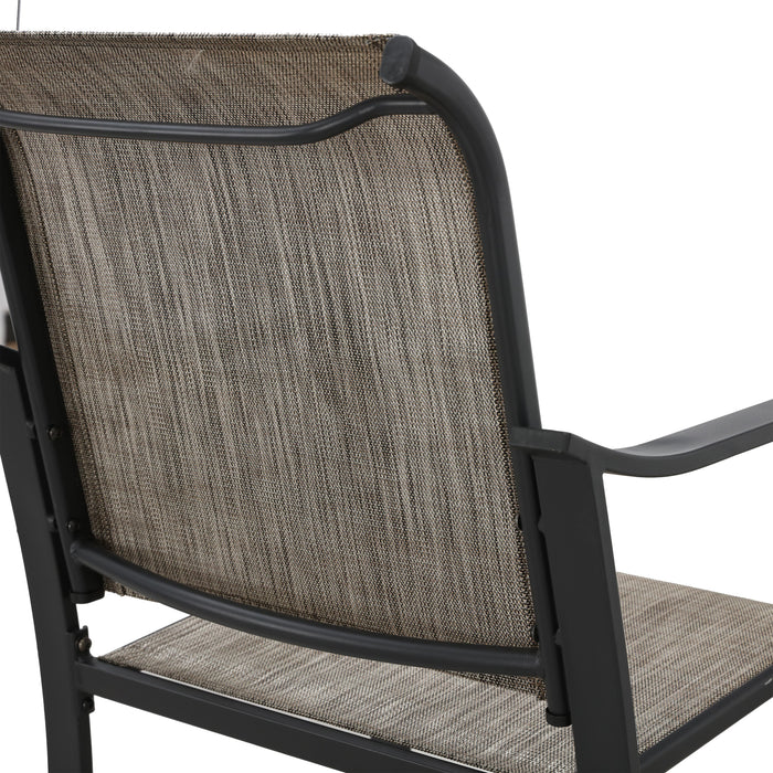 Elevated Comfort Outdoor 24.8" Counter Height Stool, Armrest Dining Chair with High Textilene Backs Metal Frame 