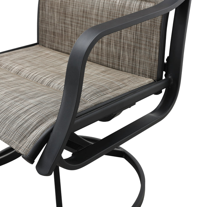 Luxury Outdoor Patio 360° Swivel Armrests Dining Chairs Set with High Back Textilene Fabric 