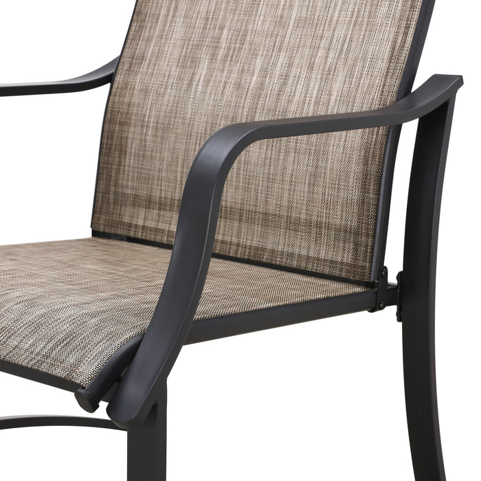 4-Piece Patio Armrest Dining Chair Set with Breathable Textilene Fabric and Metal Frame (Grey) 