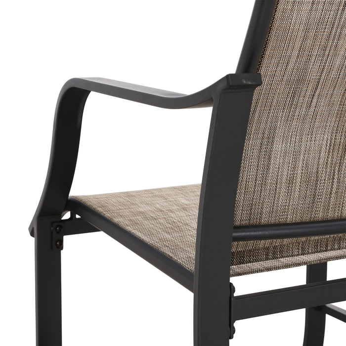 4-Piece Patio Armrest Dining Chair Set with Breathable Textilene Fabric and Metal Frame (Grey) 