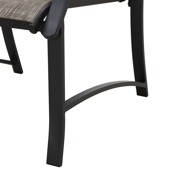 4-Piece Patio Armrest Dining Chair Set with Breathable Textilene Fabric and Metal Frame (Grey) 
