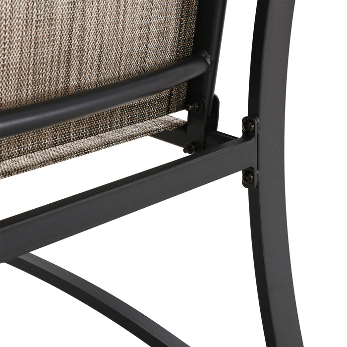 4-Piece Patio Armrest Dining Chair Set with Breathable Textilene Fabric and Metal Frame (Grey) 