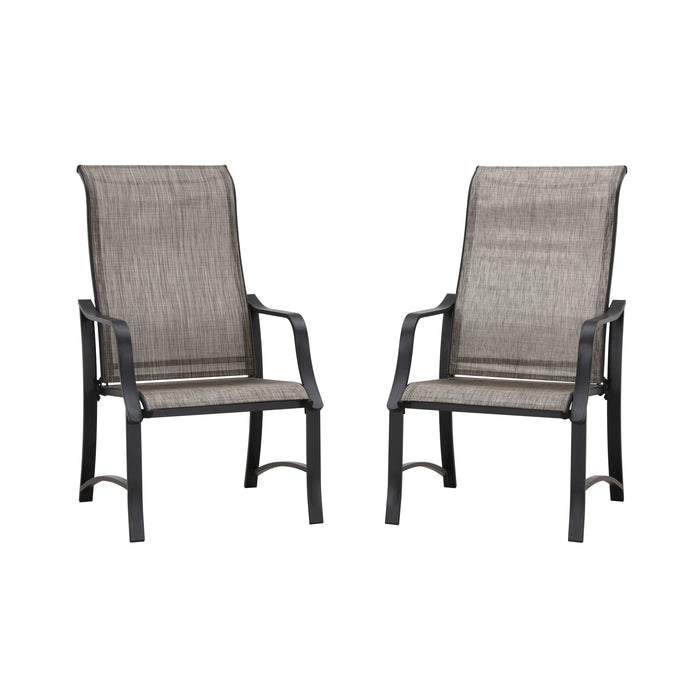 4-Piece Patio Armrest Dining Chair Set with Breathable Textilene Fabric and Metal Frame (Grey) 
