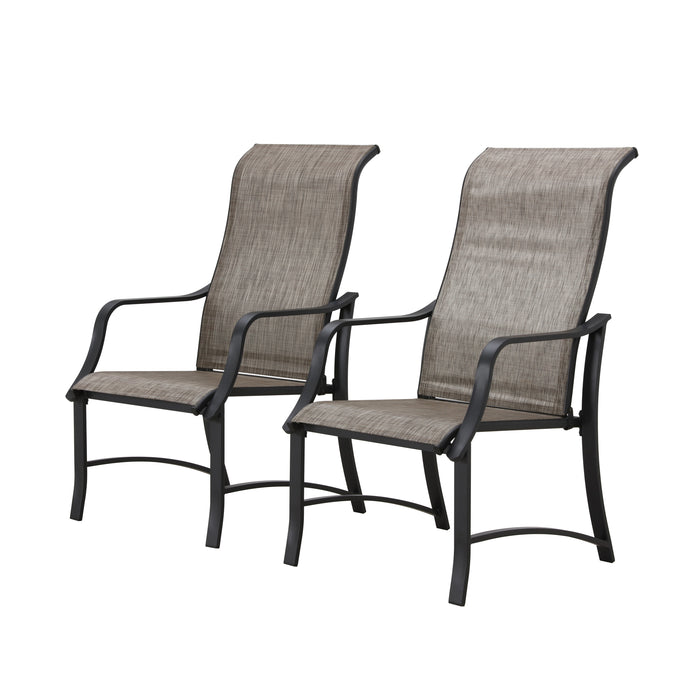 4-Piece Patio Armrest Dining Chair Set with Breathable Textilene Fabric and Metal Frame (Grey) 