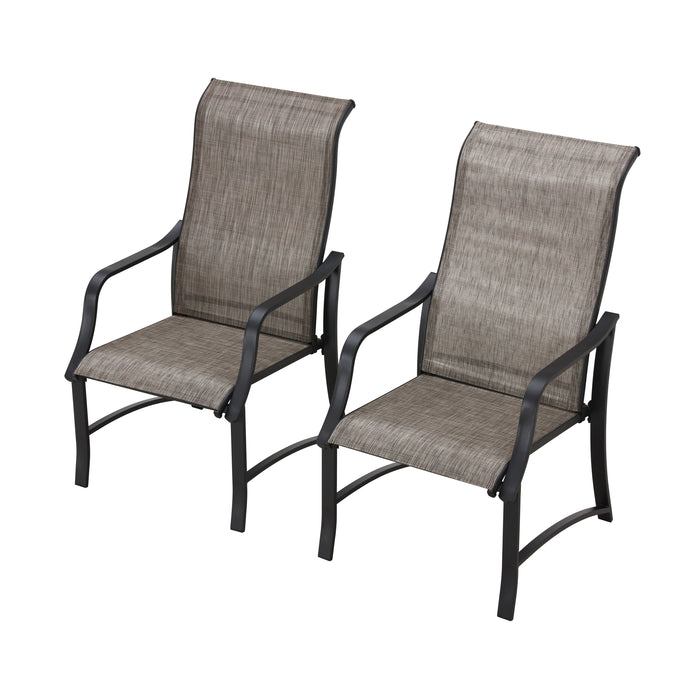 4-Piece Patio Armrest Dining Chair Set with Breathable Textilene Fabric and Metal Frame (Grey) 