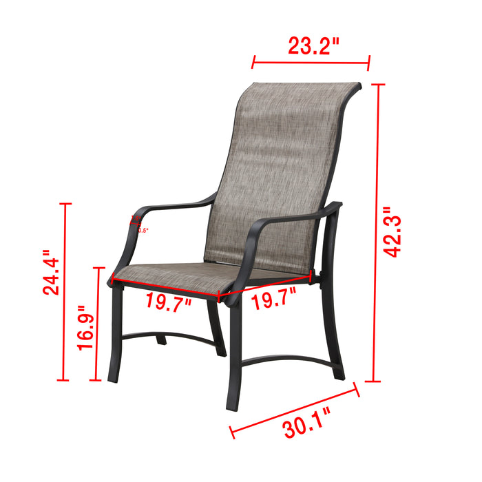 4-Piece Patio Armrest Dining Chair Set with Breathable Textilene Fabric and Metal Frame (Grey) 